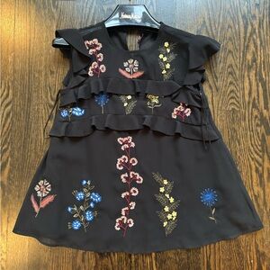 Ranna Gill Petite Embroidered Sequin Top